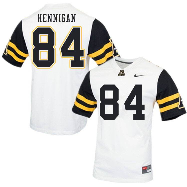 Men #84 Peter Hennigan Appalachian State Mountaineers College Football Jerseys Sale-White